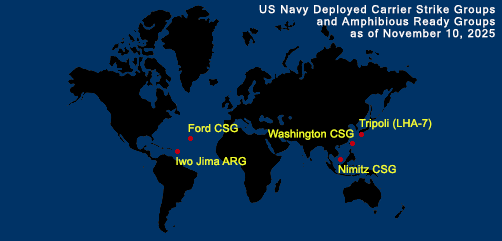 Fleet and Marine Tracker Map as of November 10, 2025.  - ALLOW IMAGES