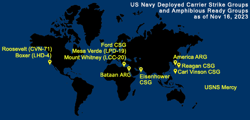 Fleet and Marine Tracker Map as of Nov 16, 2023.  - ALLOW IMAGES