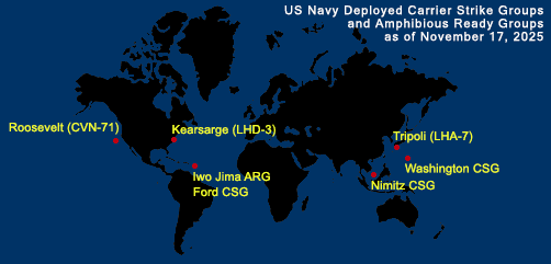 Fleet and Marine Tracker Map as of November 17, 2025.  - ALLOW IMAGES