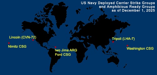 Fleet and Marine Tracker Map as of December 1, 2025.  - ALLOW IMAGES