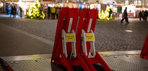 A "diversity bollard" installed near a German Christmas market. - ALLOW IMAGES