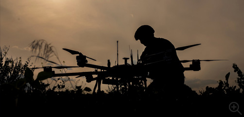 Ukranian soldier prepares large surveillance drone for action. Photo: Ukranian Security Services - ALLOW IMAGES