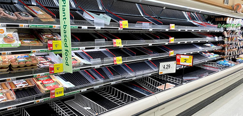 Coronavirus impacting U.S. food supply chain.