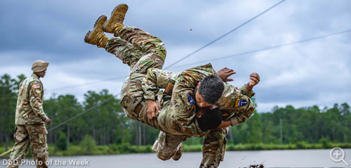 Soldiers participate in a Ranger in Action demo at Fort Benning, Ga., Aug. 8, 2025. The 75th Ranger Regiment is a lethal, agile and flexible force, capable of conducting complex, joint special operations missions.   Image: DoD - ALLOW IMAGES