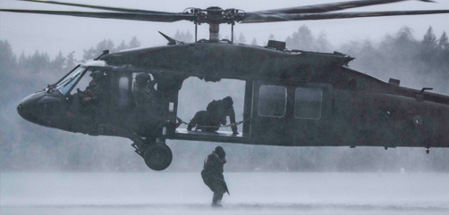 Soldiers participate in helocast training at Joint Base Lewis-McChord, Wash., Jan. 22, 2019. - ALLOW IMAGES