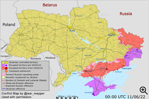 Conflict map for June 11, 2022. - ALLOW IMAGES