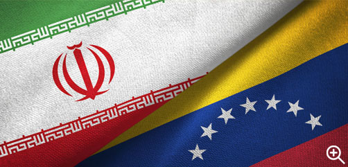 The national flags of Iran and Venezuela. - ALLOW IMAGES