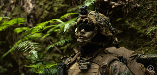 Marine Corps Lance Cpl. Alexander Moralesgarcia conducts a patrol during the 3rd Marine Division Squad Competition at Camp Hansen, Okinawa, Japan, Jan. 23, 2024. The competition tested the Marines across various combat-related tasks to evaluate each squad's tactical proficiency, mental and physical endurance and decision-making skills. Image: DoD  - ALLOW IMAGES