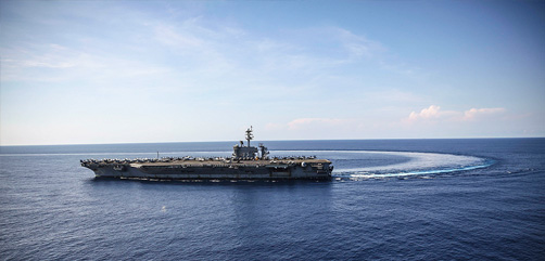 The USS Abraham Lincoln transits the South China Sea, April 1, 2022.  - ALLOW IMAGES