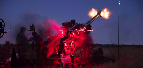 Soldiers fire an M777 howitzer at Fort Bragg, N.C., Nov. 4, 2020, during Panther Storm, a brigade-level training exercise. - ALLOW IMAGES