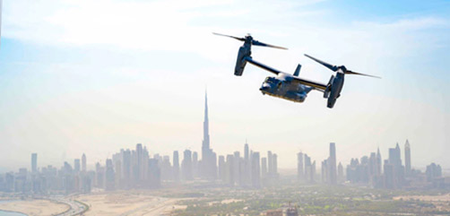 An Air Force CV-22 Osprey conducts training around Dubai, United Arab Emirates, Sept. 16, 2021. - ALLOW IMAGES