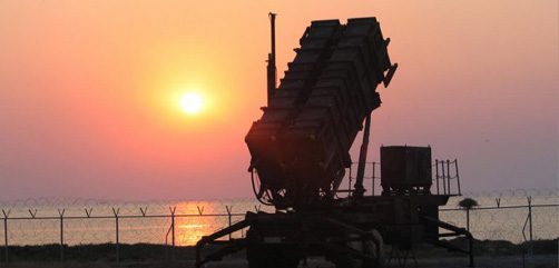 Patriot surface-to-air missile system standing guard.
