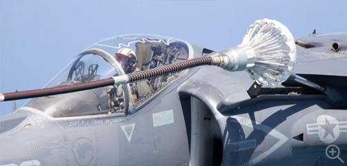 Marine Corps Maj. Jason D. Hartwig flies behind a KC-130J Hercules during aerial refueling training over Marine Corps Air Station Cherry Point, N.C, April 18, 2023. Image: DoD