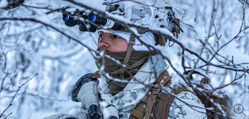 A Marine assigned to the 1st Battalion, 2nd Marine Regiment stands watch during a reconnaissance mission to display interoperability with allies and partner nations before Nordic Response 24 in Setermoen, Norway, Feb. 7, 2024. Marines, in collaboration with NATO allies and partners, were gearing up for the biennial NATO training exercise, which is designed to advance Arctic security, boost global readiness and promote interoperability among U.S., allied and partner forces. Image: DoD - ALLOW IMAGES