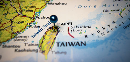 Map showing location of Taiwan. - ALLOW IMAGES