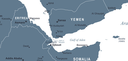 Map of the Red Sea / Gulf of Aden region.  Image: DepositPhotos.com - ALLOW IMAGES